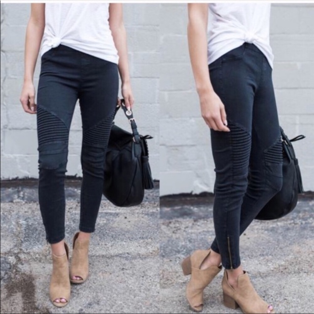 Sold out🤗Black Stretchy Biker Pants NWT - Picture 2 of 2